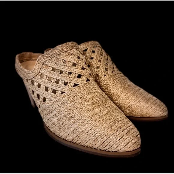 Comfort est. 1946 Woven Mules Women 8W Natural Boho Straw Block Heel Shoes - Picture 12 of 16